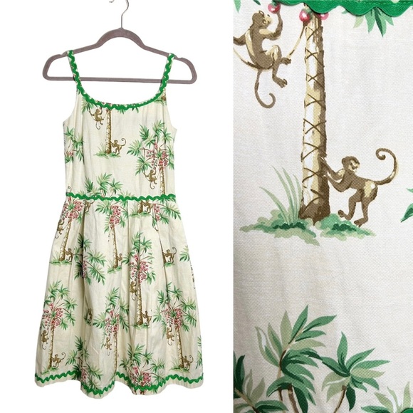 J.P. & Mattie Dresses & Skirts - JP & Mattie Retro Monkey Palm Tree Print Ric Rac Dress